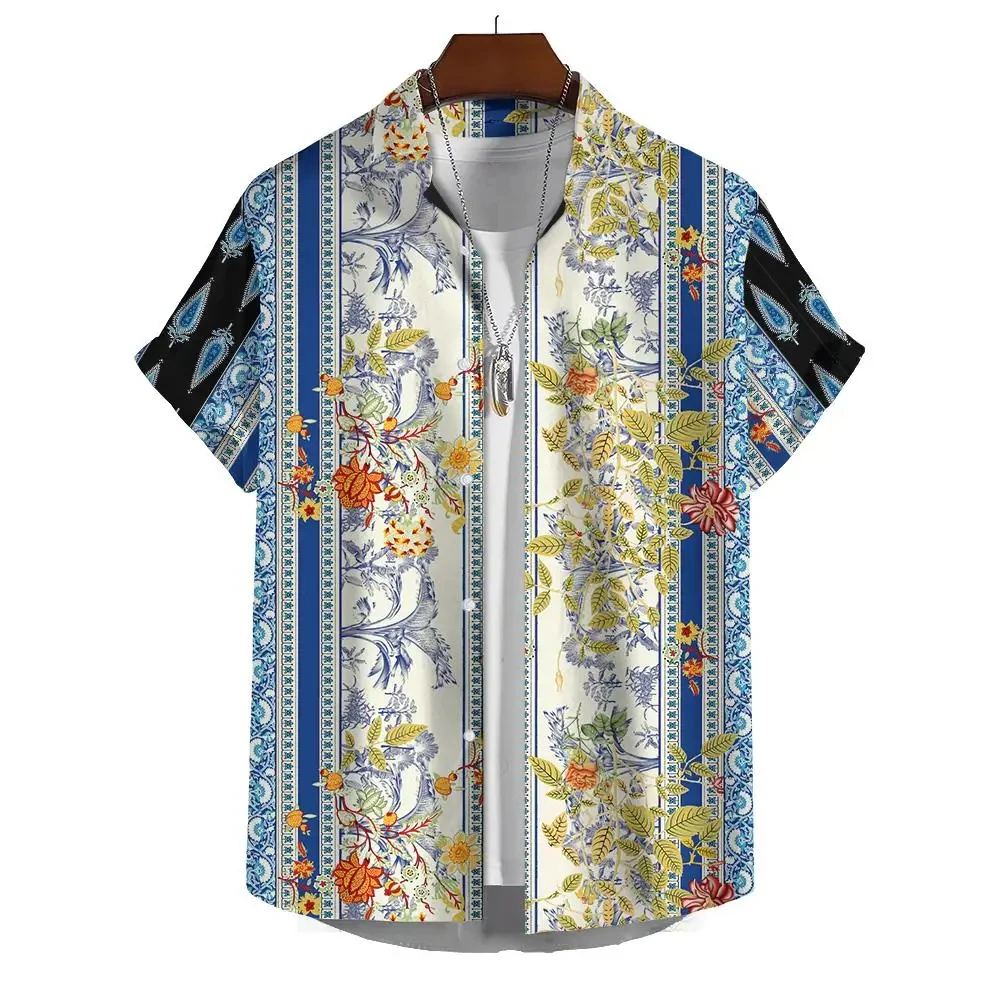 thumbnail image 1 of Camisa hawaiana de playa para hombre, nueva camisa con estampado 3D de flores para exteriores, de manga corta, con botones y cuello abatible, 2024, 1 of 5