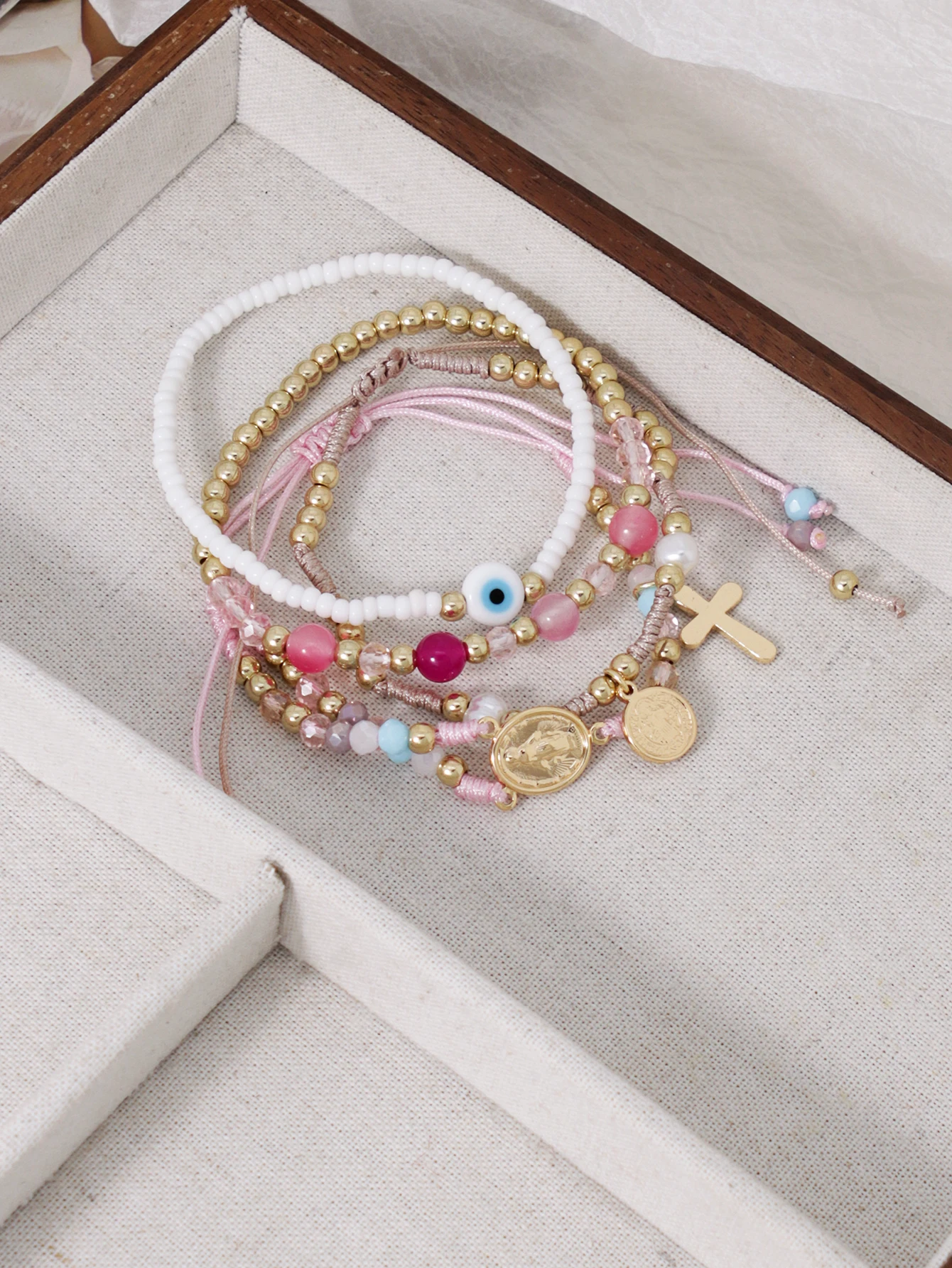 Creative Fashion Handmade Rope Devils Eye Beads Womens Bracelet Set