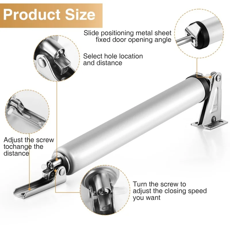 Door Closer Door Stopper 4 Color Soft Closing Automatic 35KG Pneumatic Adjustable