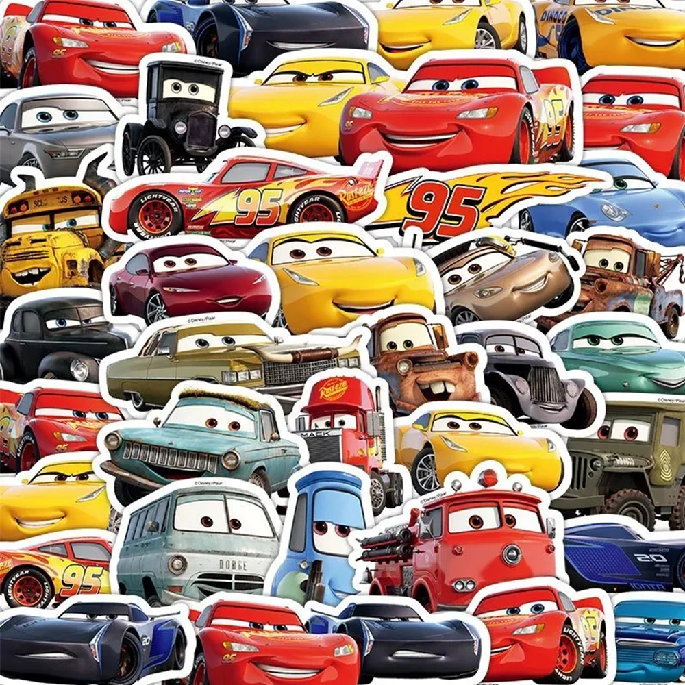 10/30/50Pcs Disney Cool Movie Cars Lightning Mcqueen Stickers Anime Cute Kids Sticker Toys Custodia Per Telefono Fai Da Te Funny Cartoon Decalcomanie