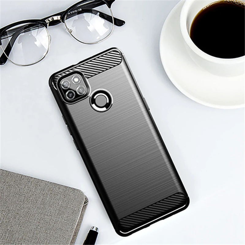 Durable Carbon Fiber Silicone Bumper Phone Case - 6.8 Inch