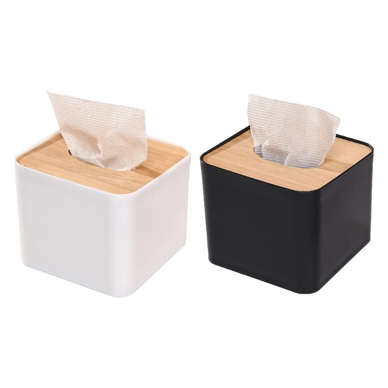 Home Tissue Paper Dispenser Tissue Box Napkin Containers Wood Cover Smooth Wooden Facial Container