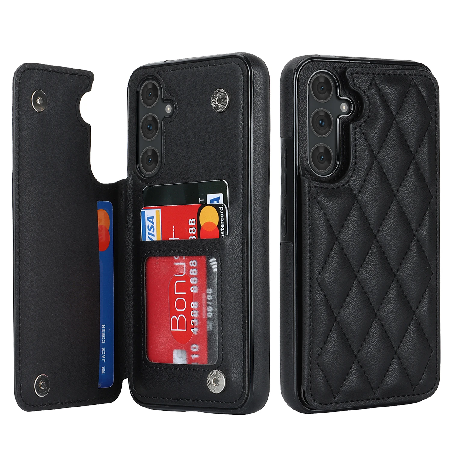 Cards Solt Magnetic Leather Wallet Case For Samsung A54 A14 A55 A52 A15 A35 S23 S24 Ultra S22 Plus S21 FE S20 Note20 Bag Cover