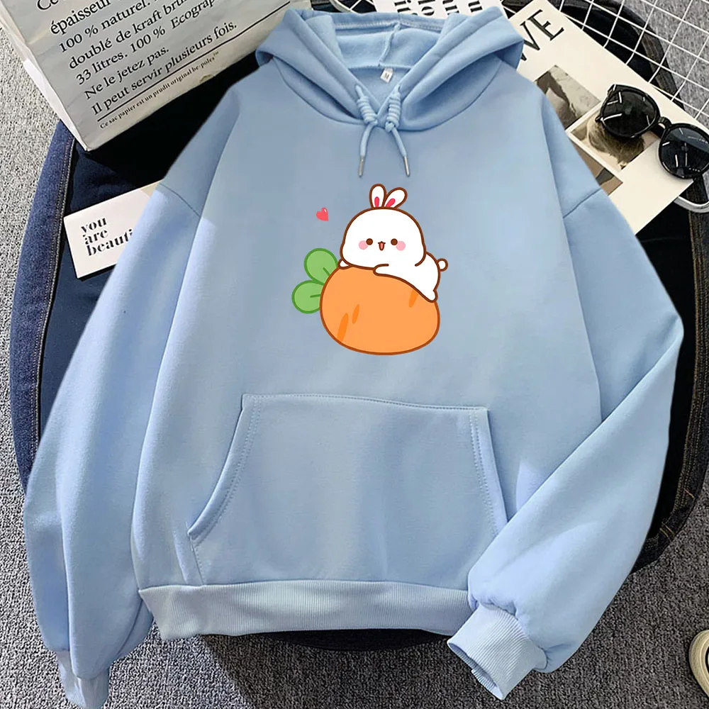 Rabbit and Carrot Cute Printed Hoodies Women/Men Kawaii Cartoon Print Sweatshirts Winter Comfortable Casual Girls Pullovers Tops