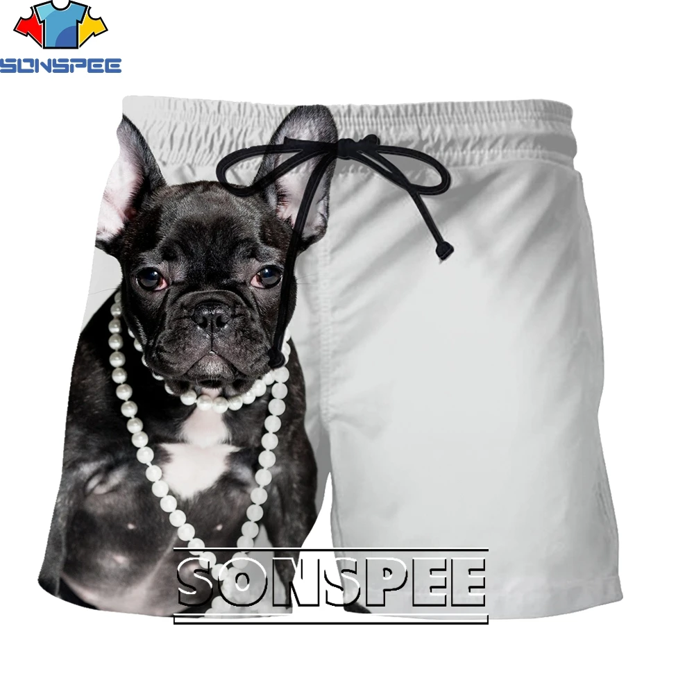 SONSPEE 3D Printing Animal Dog Bulldog Anime Summer Men's and Women's Sports Shorts Casual Fashion Cute Trend Style Beach Pants