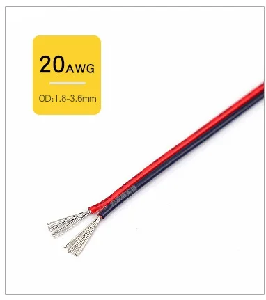 electrosmart 2 core doppio rosso/nero rame automobilistico cavo cavo auto 2 x 0,75 mm parete sottile piatto incagliato 12 V 24 V 14 Amp (20 m