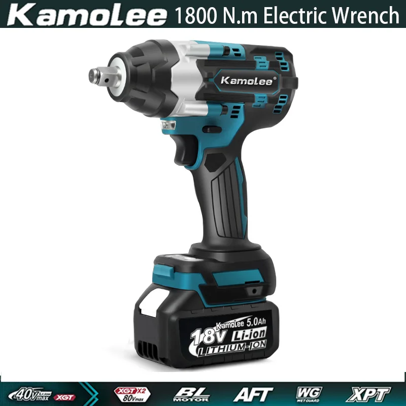 

Kamolee DTW700 1800N. M Electric Impact Wrench 1800 N.m High Torque 1/2 Inch Compatible with 18V Makita Battery