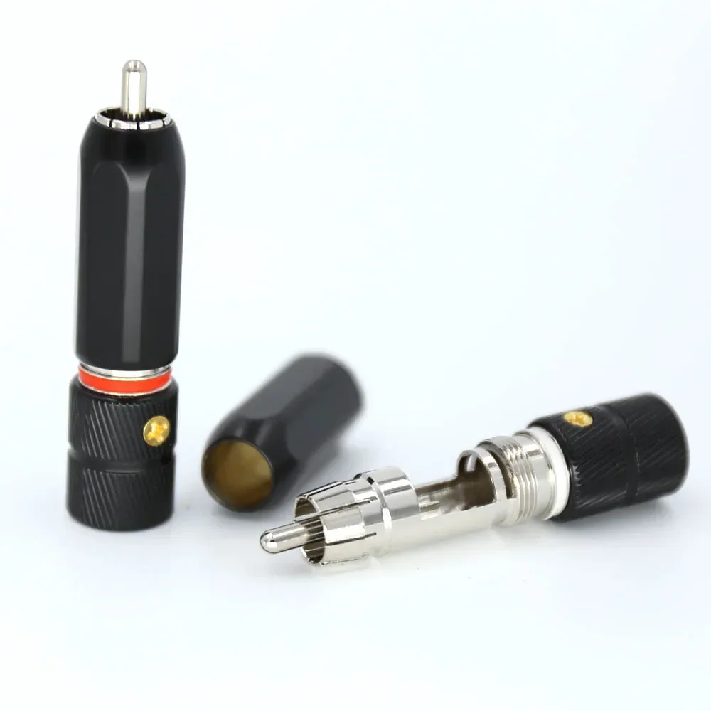 4x 잠금식 로듐 도금 RCA 포노 커넥터(9mm 구리 케이블 포함) 오디오 장비용 고음질 음질