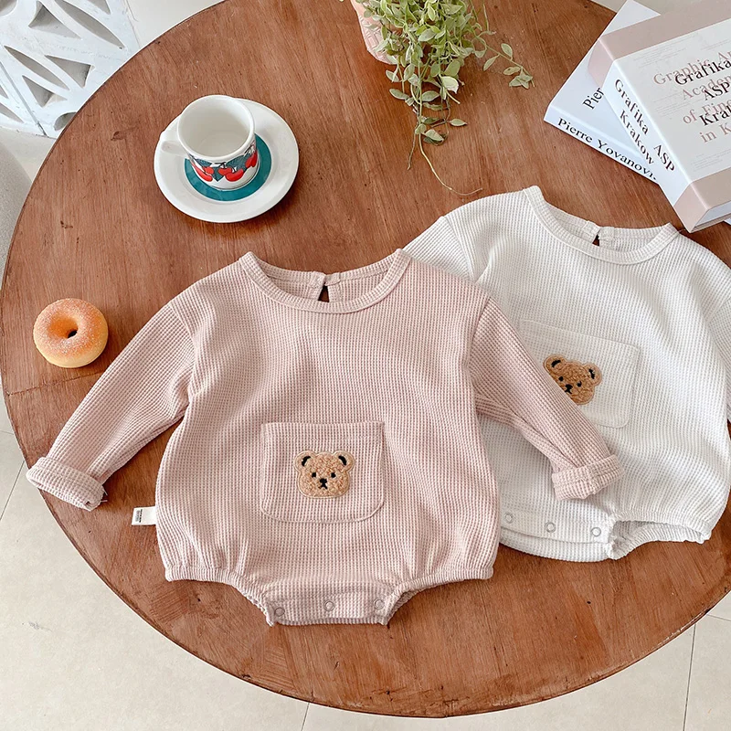 

MILANCEL Autumn Baby Bodysuit Long Sleeve Infant Boys Clothes Waffle Newborn Girls Clothing