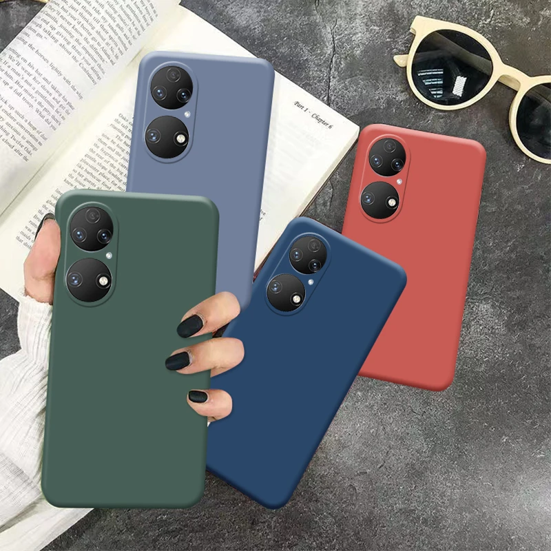 

Подходит для телефона Huawei P50E, мягкий чехол из жидкого силикона с прямыми краями, защитный чехол, зеркальный объектив, полная защита телефона, чехол