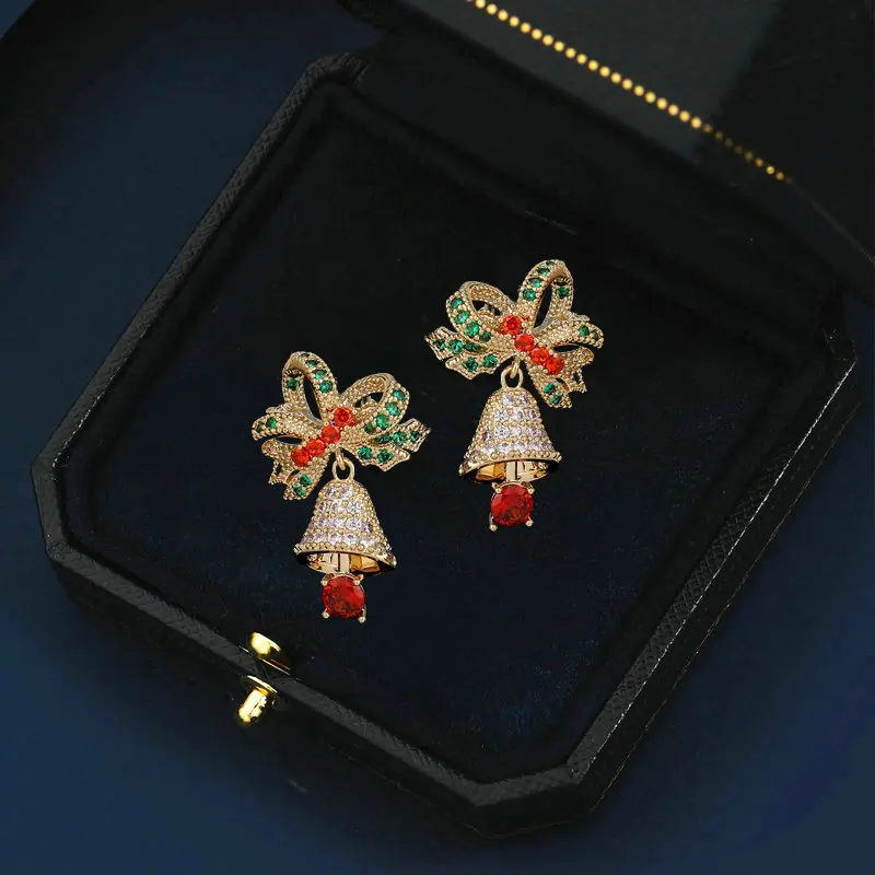 

Bilincolor Zircon Inlaid Christmas Bell Earrings for Gift