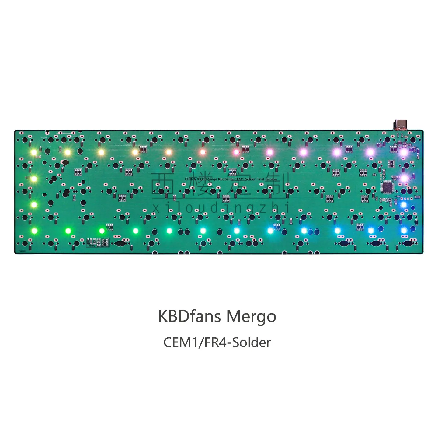 1.6mm 납땜 가능한 PCB, KBDfans Margo/Kbd67lite 호환, CEM1/FR4 베이스, VIA 리매핑 1k 속도
