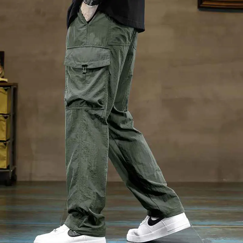 Autumn Winter Elegant Fashion Harajuku Slim Fit Ropa Hombre Loose Casual All Match Cargo Pants Solid Pockets Straight Leg Pants