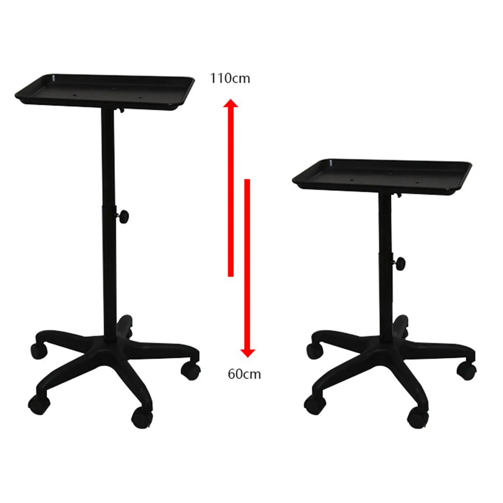 Salon Trolley with Universal Wheels Professional Portable Salon Organizer Adjustable Height from 23.62\'\' to 43.31\'\' Beauty Tool