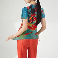 Vintage Fish Print American Folds Tees Summer Camisetas Irregular Slim Waist Tops Turtleneck Y2k Women Tshirts - Image 5
