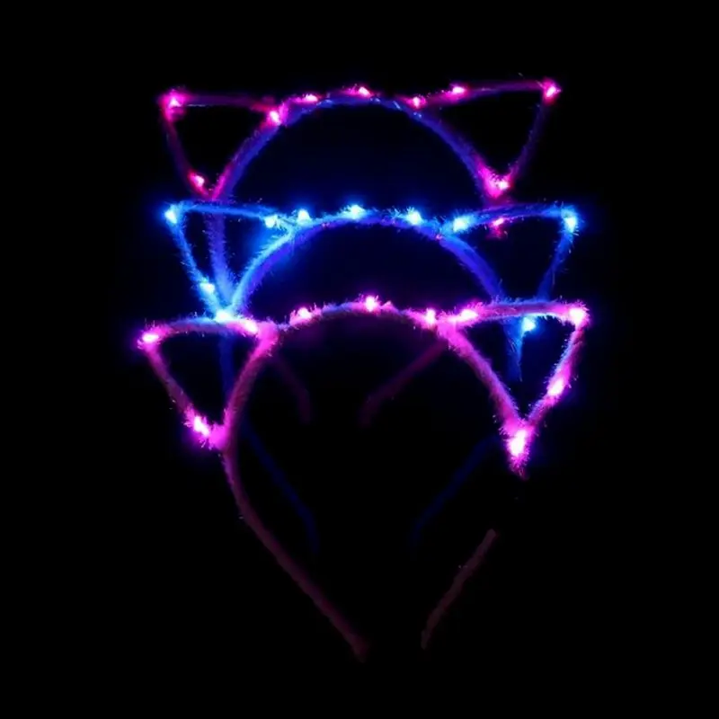 

1Pc Women Girls LED Flashing Pointed for Cat Ears Hair Hoop Glowing String