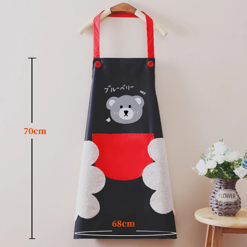 Kitchen apron household female fashion cute Japanese waterproof and oil proof can wipe hands working cooking adult customized