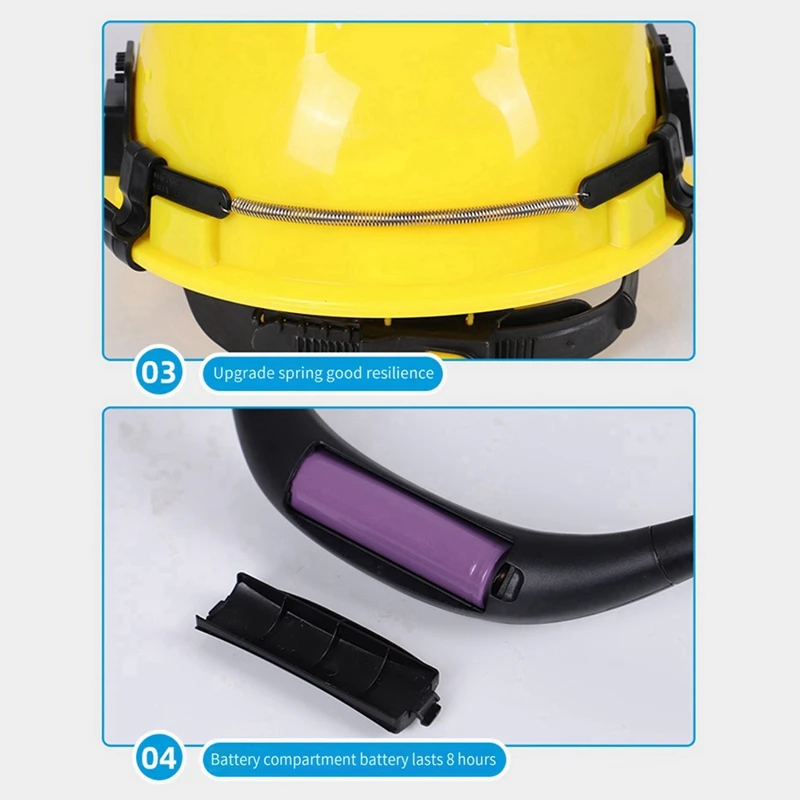 Ventola esterna per casco di sicurezza a 3 velocità per il raffreddamento estivo con luce notturna adatta per la maggior parte dei caschi - immagine 5