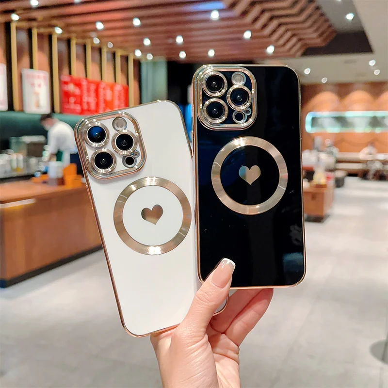 Coque en silicone plaquée solide 13 12 11 Pro 14 Plus Coque de protection d'objectif pour iPhone 14Pro Max_voghion.com