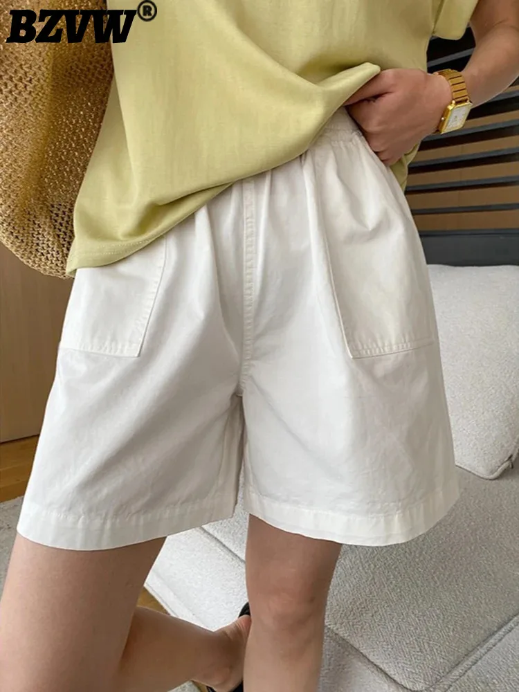 

Женские офисные шорты BZVW с эластичной высокой талией, однотонные повседневные брюки 2024, женская летняя новая одежда 25A584