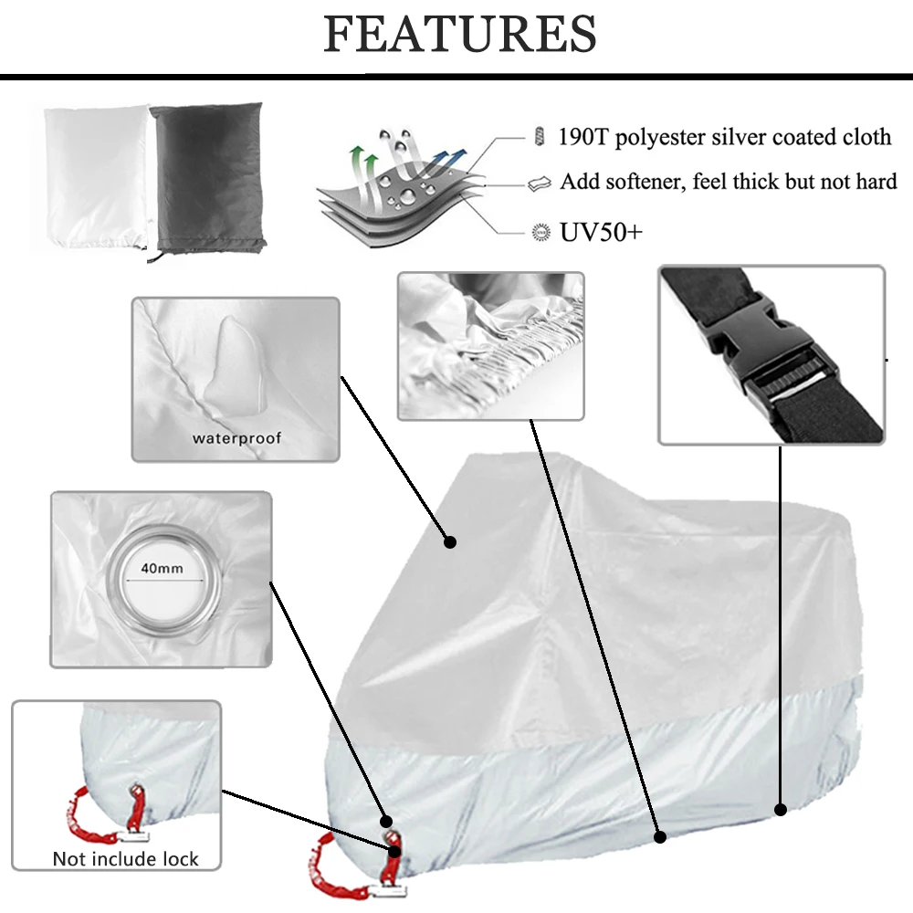 Motorcycle Outdoor Waterproof Full Cover - UV Protector and Rain Dust Sunshade Protective
