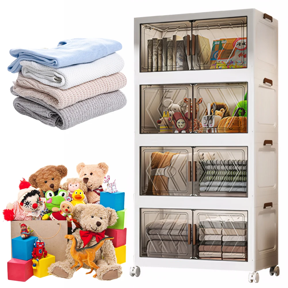 Plastic Storage Containers with Doors and Wheels for Home Office