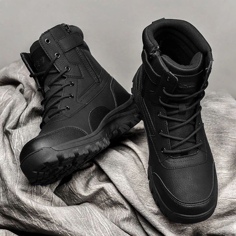 2024 New Men's Waterproof Leather Hiking Work Boots with Anti slip Breathable and Anti slip Desert Boots