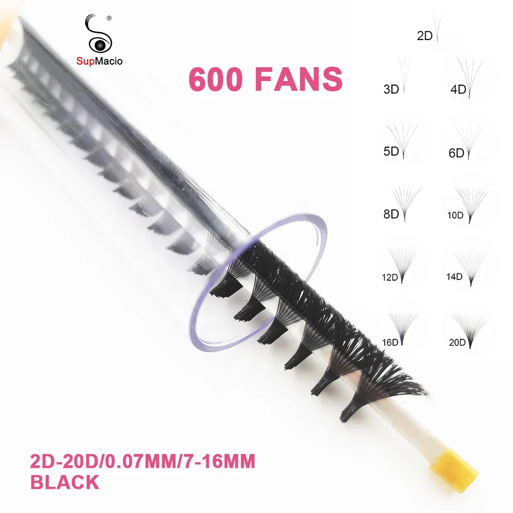 Supmacio Premade Volume Fan 600Fans C/D Curl 8-16MM Ultra Speed Loose Fan Eyelashes Extension Mega Russian Lash Natural Soft 1