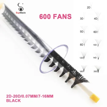 Supmacio Premade Volume Fan 600Fans C/D Curl 8-16MM Ultra Speed Loose Fan Eyelashes Extension Mega Russian Lash Natural Soft 1