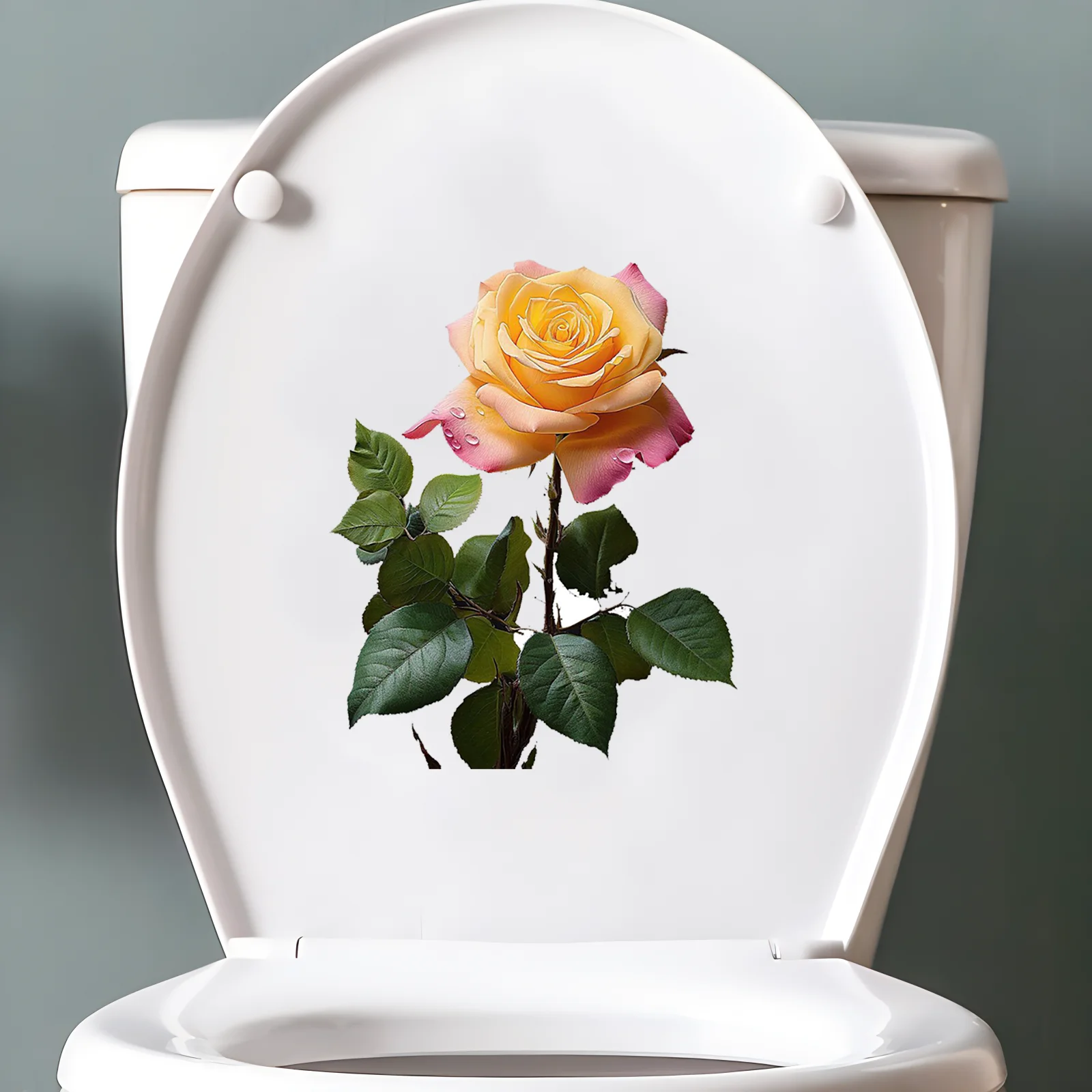 Sticker Bathroom Toilet Decor Living Room Cabinet Home Decoration Decals Beautify Self Adhesive Mural Rose With Dewdrops D53 vinyl stickers,toilet stickers,toilet wall stickers,toilet seat stickers