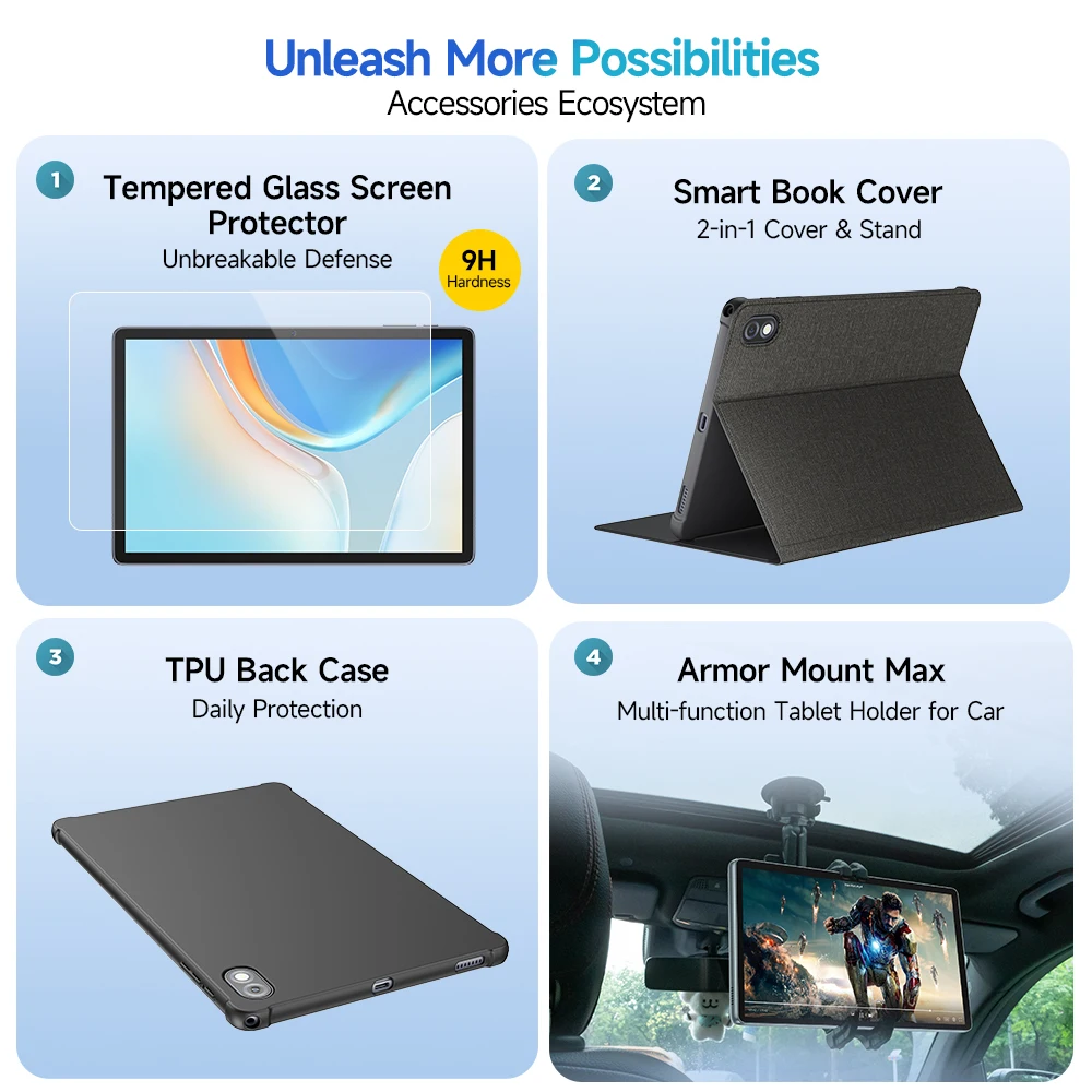 Ulefone Tab W10 Tablet 10.1‘’ HD+ Display 8GB RAM 128GB ROM 6600mAh Unisoc T606 Android 14 Tablet 6