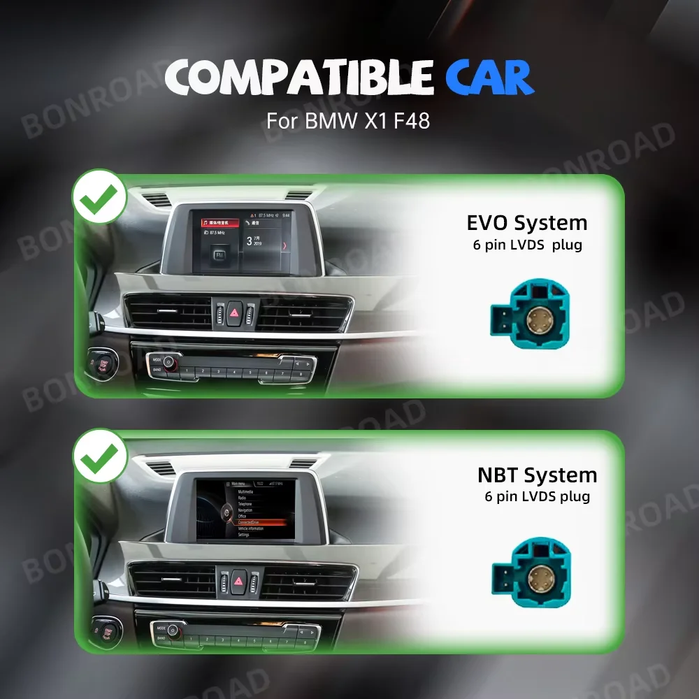 Radio Multimedia con Pantalla Táctil Inalámbrica CarPlay Android Auto de 14.9 Pulgadas para BMW X1 F48 X2 F49 NBT EVO con Navegación Estéreo 2