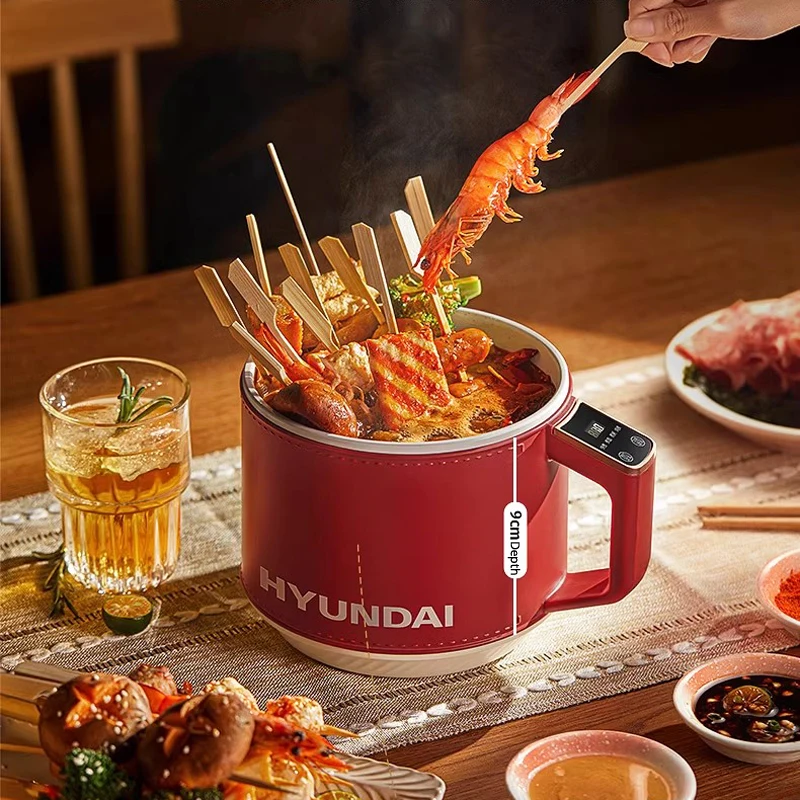HYUNDAI Multi-function Cooker Household Electric Cooker 1.8L Non-stick Mini Electric Hot Pot Portable Multi Cooker with Steamer 4