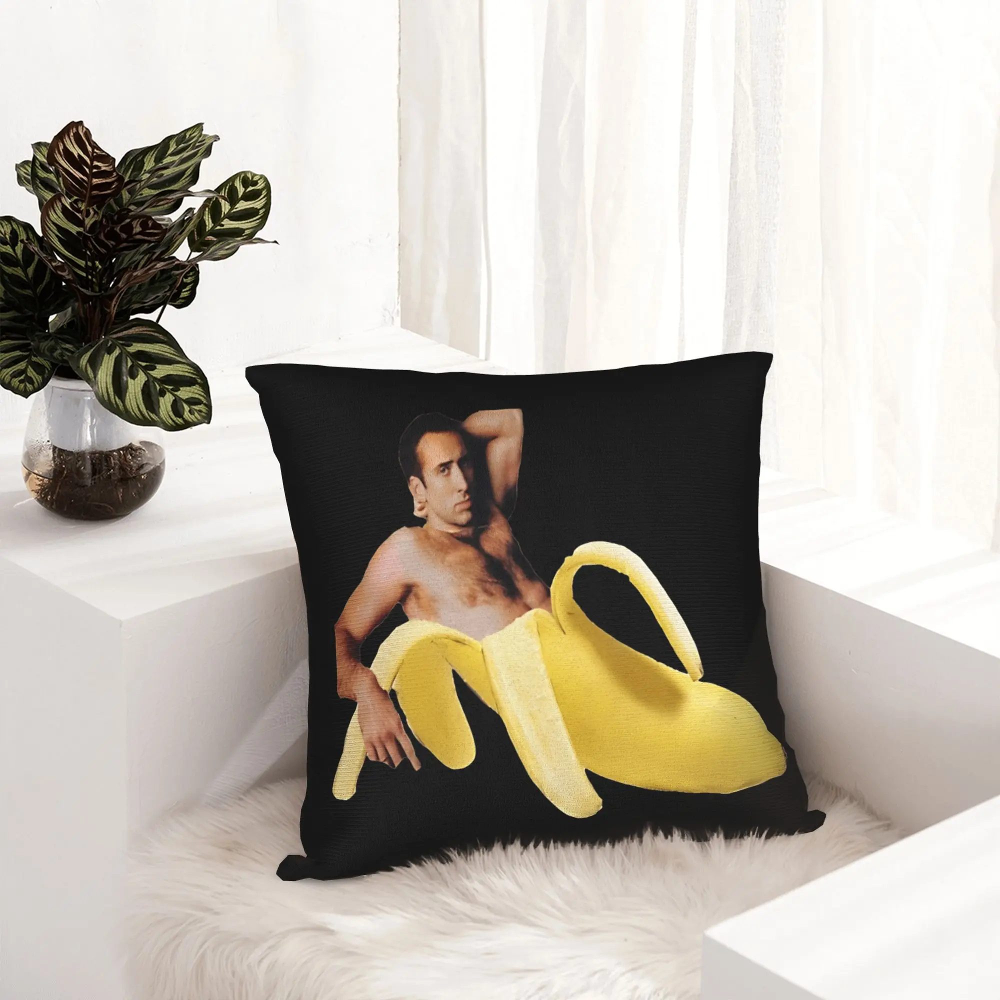 Kissenbezug, lustiger N-Nicolas C-Cage Banane, weicher Kissenbezug für Wohnzimmer, Stuhl, niedliche lustige Kissenbezüge – Detail 8