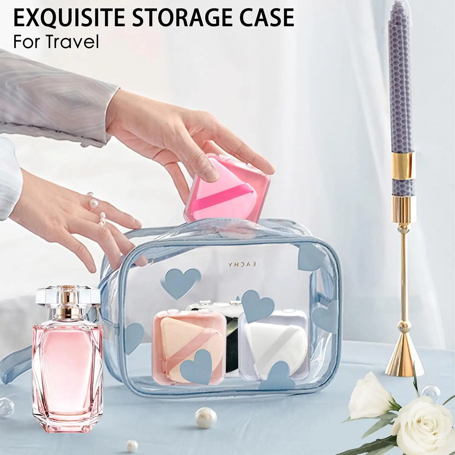 8Pcs Powder Puff Set w/4 Travel Cases |Triangle Reusable Puffs for Loose/Foundation Powder | Professional Makeup Applicators Kit