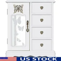 Elegant Solid Wood Jewelry Storage Box 4-Drawer Design Necklace Carousel Ring Organizer Ideal Gift Women 1