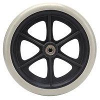 6/8inch 5/6 Holes Solid Wheel PU Wheelchair Rollator Caster Hub Replacement 608ZZ Metal Bearing Wheel Wheelchair Accessory Parts 1
