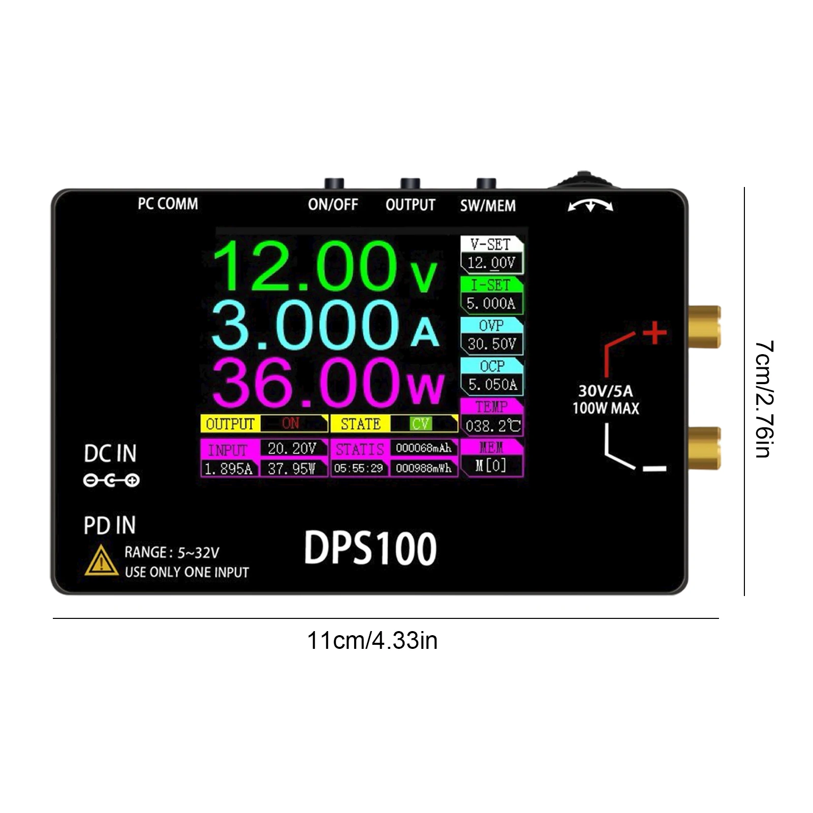 DPS100 Pocket Laboratory DC Power Supply 30V 5A 100W Pocket Size Bench Switching Programmable Voltage Regulator Power Supply