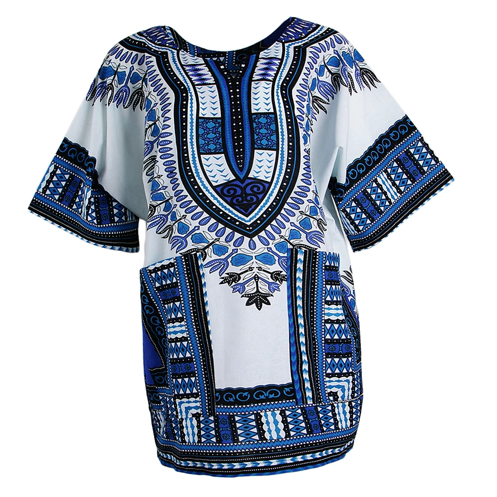 Mens Dashiki Shirt African Embroidery Print Festival Tribal Top Kaftan