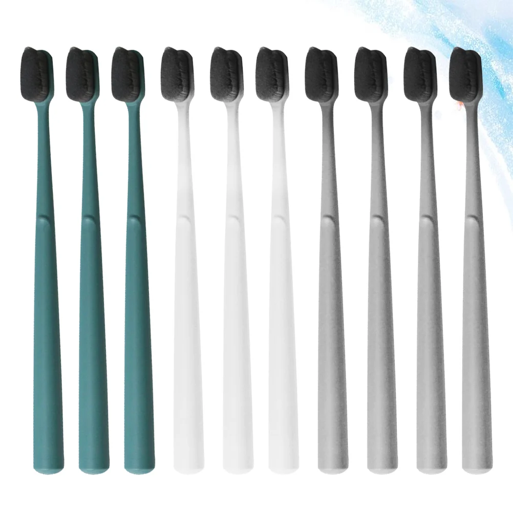 휴대용 나일론 강모 칫솔, 성인용 칫솔, 단일 튜브 칫솔 (무작위 색상), 10 개