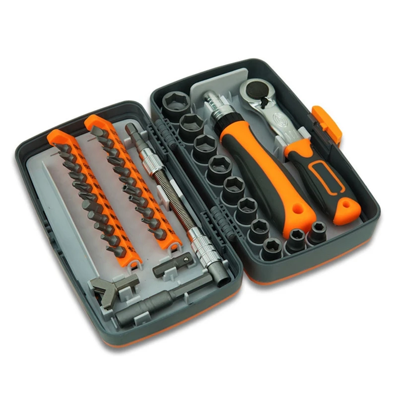 1Set 38 In 1 Labor-Saving Ratchet Multi-Purpose Screwdriver Set Screwdriver Bit Set Metal