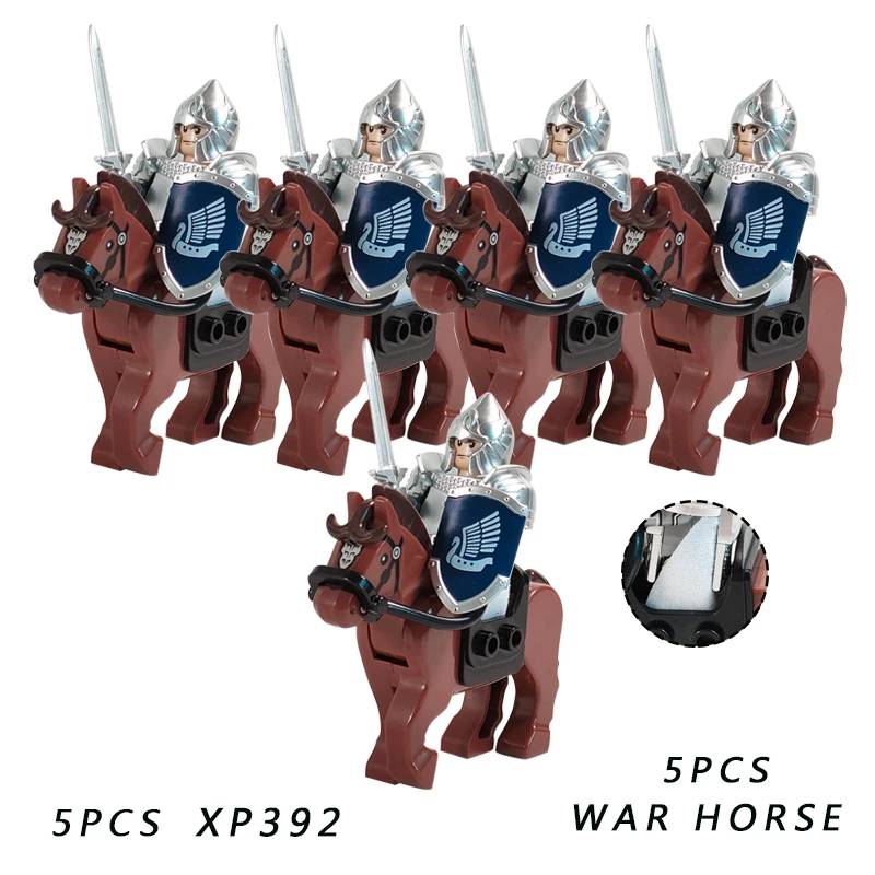 

10pcs Medieval Knight Warhorse Model Building Blocks Compatible Warrior Soldier Action Figure Series Bricks Kids Toys