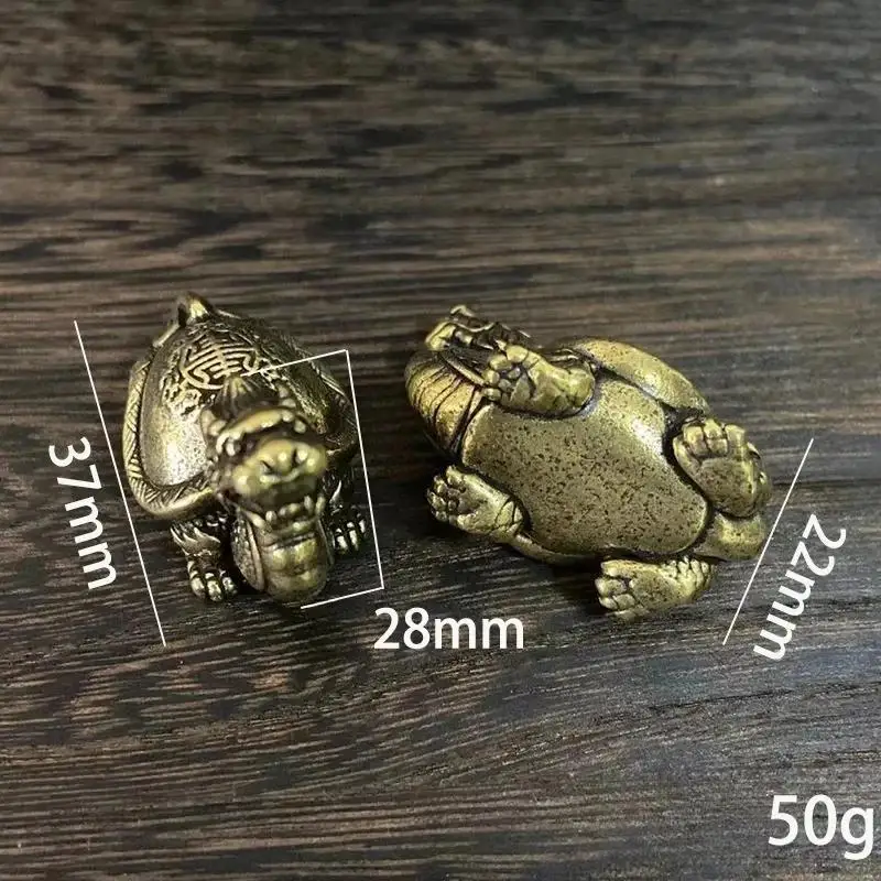 Lucky Animal Statue Desktop Ornament Decors Retro Brass Mythical Beast Dragon Head Turtle Body Figurines Miniatures Heavy Copper