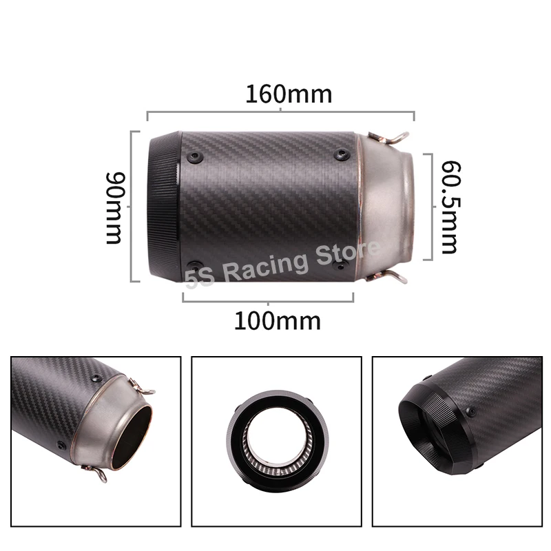For Yamaha YZF R6 2006 - 2018 2019 Motorcycle Exhaust Escape System Moto Modify Carbon Muffler Mid Link Pipe 60mm DB Killer - Image 3