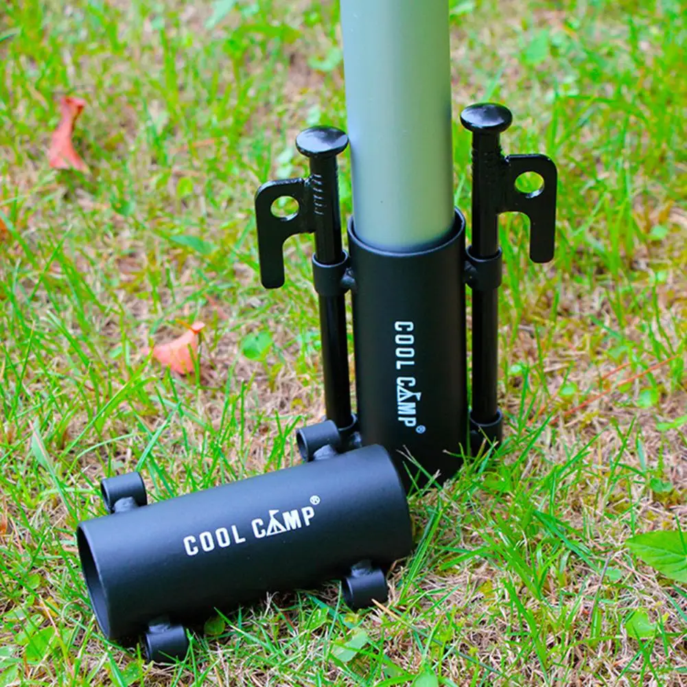Iron Camping Canopy Pole Holder Windproof Awning Pole Fixed Stand Reusable Tent Awning Rod Fixer Practical Tent Accessories