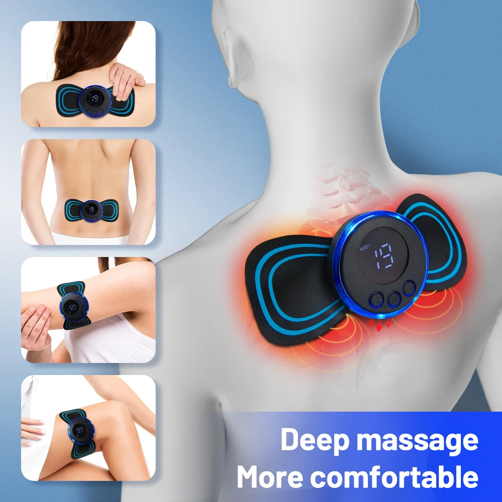 EMS Neck Massager Electric Muscle Stimulator Cervical Sticker Massage Patch Low Frequency Pulse Masajeador Pads Body Pain Relief 4
