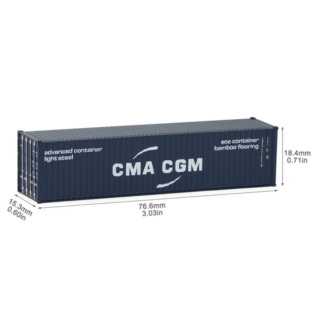 3pcs Mixed N Scale 40ft Containers 1:160 40' Shipping Cargo Box with Magnets C15008