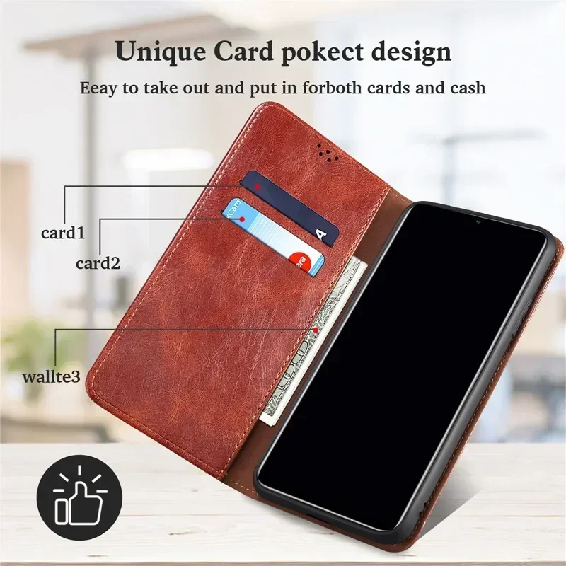 DESSEN Cover Portafoglio Per OPPO Realme 12 Pro, Pelle PU Con TPU, Chiusura Magnetica, Supporto E Slot Carte, Marrone