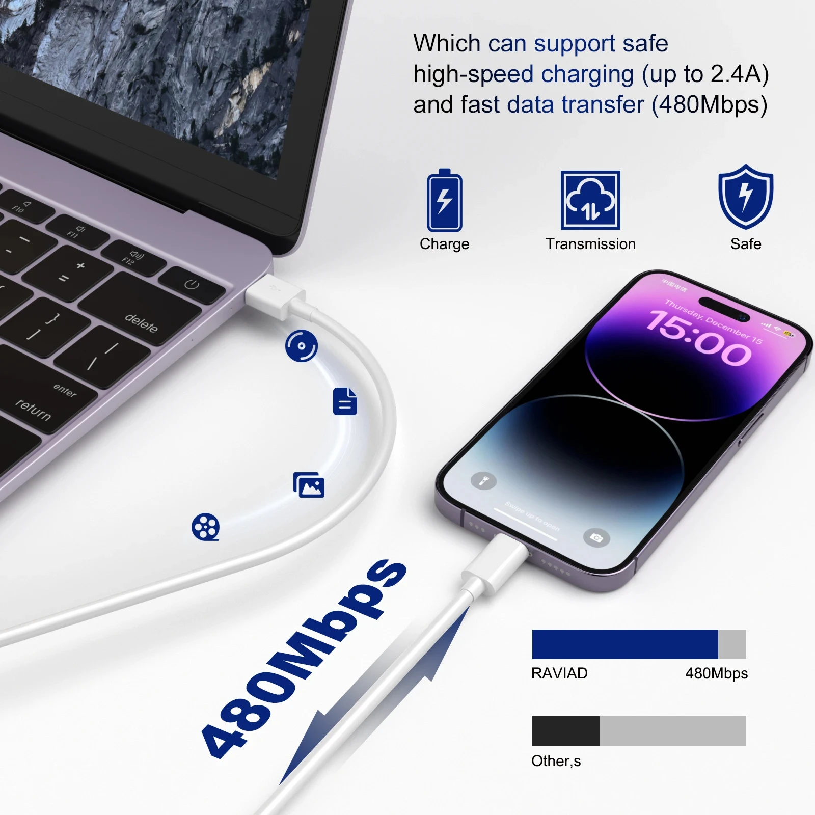 MFi Certified 10 FT USB to Lightning Data Cable