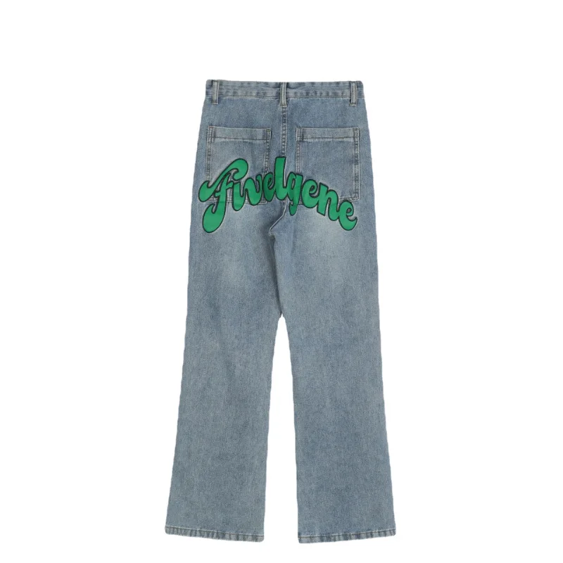 2022 New Fashion Letter Star Embroidery Baggy Men Hip Hop Jeans Pants Ripped Hole Straight Vintage Denim Trousers Pantalon Homme